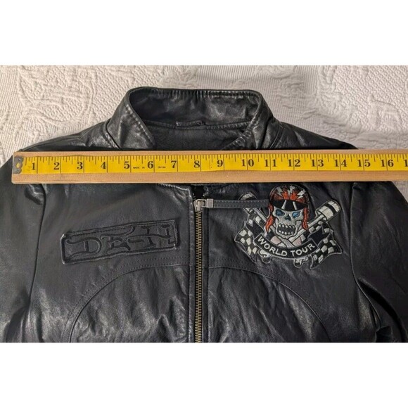 Ed Hardy by Christian Audigier Women's S Black Leather Jacket World Tour Skull - Picture 16 of 16